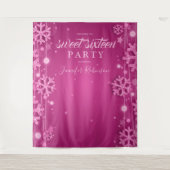 Roos Goud & Roze Achtergrond Winter Sweet Sixteen Wandkleed (Voorkant)