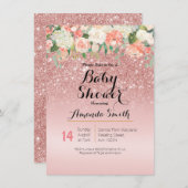 Roos Goud Roze Baby shower uitnodiging (Voorkant / Achterkant)