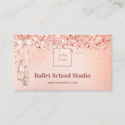 Roos Goud Roze Ballet Studio School logo Visitekaartje (Voorkant)