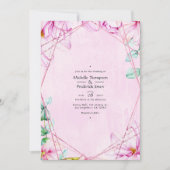 Roos Goud & Roze Bloemen Geometrische Bruiloft Kaart (Voorkant)