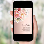 Roos Goud Roze Bloemen Kant Birthday Kaart