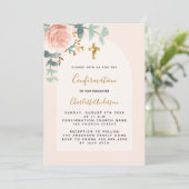 Roos goud roze bloemengroen kruis Bevestiging Kaart (Staand voorkant)