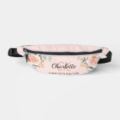 Roos Goud Roze Bloemengroen Naam Monogram Heuptasje (Voorkant)