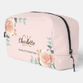 Roos Goud Roze Bloemengroen Naam Monogram Toilettasje (Rechterhoek)