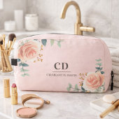 Roos Goud Roze Bloemengroen Naam Monogram Toilettasje