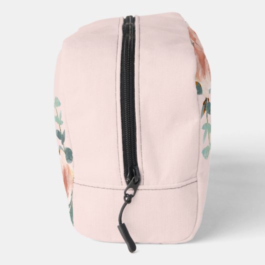 Roos Goud Roze Bloemengroen Naam Monogram Toilettasje (Rechts)