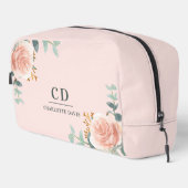 Roos Goud Roze Bloemengroen Naam Monogram Toilettasje (Rechterhoek)
