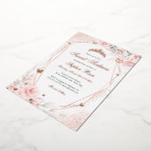 Roos goud Roze Blush Vlinder Bloemzoet 16 Folie Uitnodiging (Gedraaid)