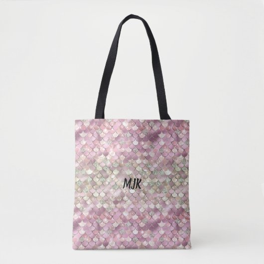 Roos Goud Roze Bokeh Glitter Zeemeermin Gepersonal Tote Bag (Voorkant)