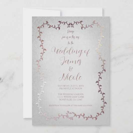 Roos Goud Roze Botanische Bladeren Storybook Bruil Kaart (Voorkant)