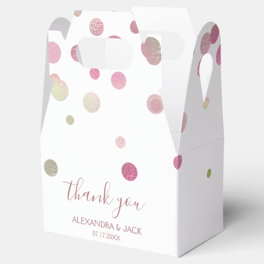 Roos Goud Roze Bruiloft Faux Folie Glitter Bedankdoosjes (Geopend)