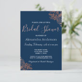 Roos Goud Roze en Navy Blauw Bloemen Vrijgezellenf Kaart (Staand voorkant)