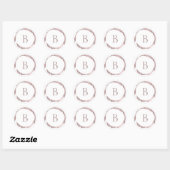 Roos Goud Roze Faux Folie Glitter Sparkle Monogram Ronde Sticker (Vel)