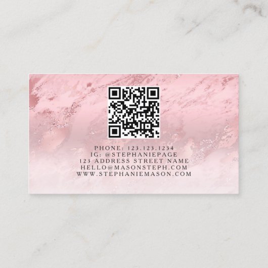 Roos Goud Roze Folie Elegant Modern QR Code Contactkaartje (Achterkant)