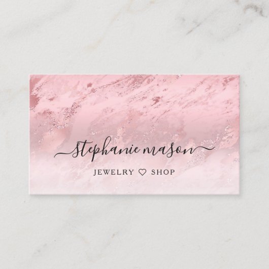 Roos Goud Roze Folie Elegant Modern QR Code Contactkaartje (Voorkant)