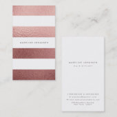 Roos Goud Roze Folie Witte Strepen Haarstylist Visitekaartje (Voorkant / Achterkant)