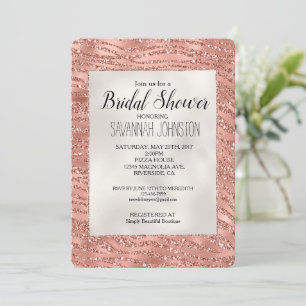 Roos Goud Roze Glam Glitter Zebra Bridal Kaart