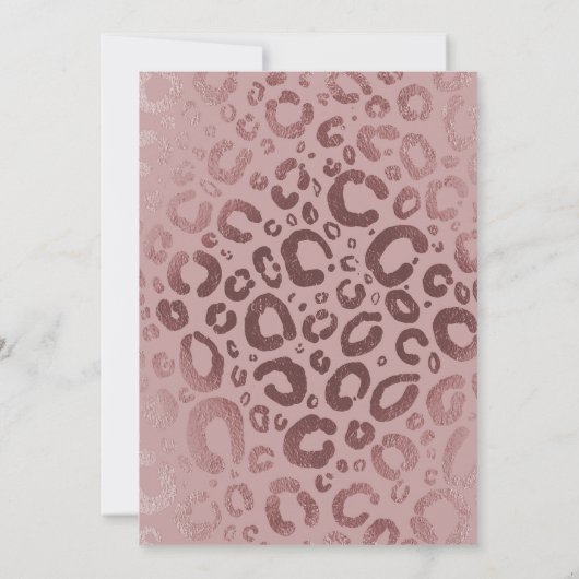 Roos Goud Roze Glam Leopard Print Baby shower Kaart (Achterkant)