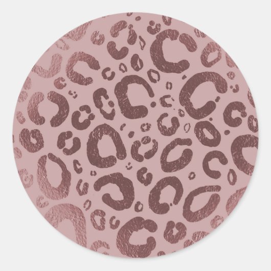 Roos Goud Roze Glam Leopard Print Party Ronde Sticker (Voorkant)
