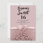 Roos Goud Roze Glam Luipaard Print Sweet 16 Kaart (Voorkant)