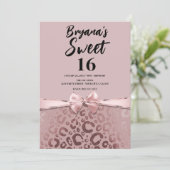 Roos Goud Roze Glam Luipaard Print Sweet 16 Kaart (Staand voorkant)