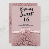 Roos Goud Roze Glam Luipaard Print Sweet 16 Kaart (Voorkant / Achterkant)