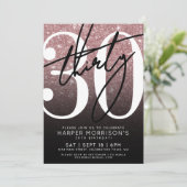 Roos Goud Roze Glitter 30e Verjaardag Kaart (Staand voorkant)