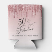 Roos Goud Roze Glitter 50ste Verjaardagsfeestje Blikjeskoeler (Achterkant)