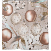 Roos Goud Roze & Glitter Ballonnen Douchegordijn (Voorkant)