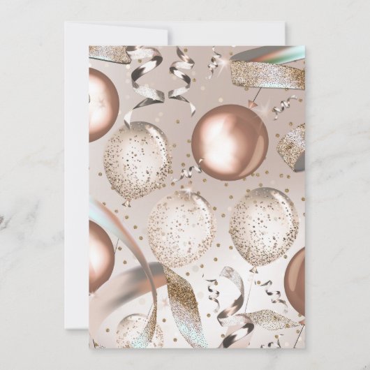 Roos Goud Roze Glitter Balloons Verjaardagsfeest Kaart (Achterkant)