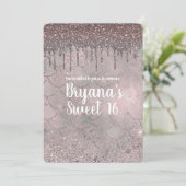 Roos Goud Roze Glitter Drip Zeemeermin Sweet 16 Pa Kaart (Staand voorkant)