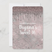 Roos Goud Roze Glitter Drip Zeemeermin Sweet 16 Pa Kaart (Voorkant)