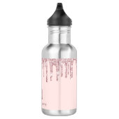 Roos goud roze glitter druppels monogram naam waterfles  (Rechts)