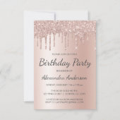 Roos Goud Roze Glitter Elke leeftijd Verjaardagsfe Kaart (Voorkant)