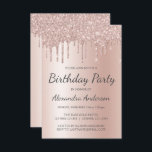 Roos Goud Roze Glitter Elke leeftijd Verjaardagsfe Kaart<br><div class="desc">Blush Roze - Roos Goud Sparkly Dripping Glitter Custom Any Age Verjaardagsfeestuitnodiging . Dit is de perfecte 13e, 15e, 16e, 21e, 30e, 40e, 50e, 60e, 70e, 80e, 90e of 100e verjaardagsfeestuitnodiging voor een Modern Roos Gold en Blush Pink Ombre Glitter Sparkle Girly Birthday Party. Neem contact op met de ontwerper...</div>