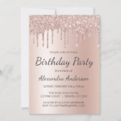 Roos Goud Roze Glitter Elke leeftijd Verjaardagsfe Kaart (Voorkant)