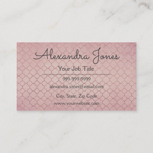 Roos Goud Roze Glitter en Sparkle Pattern Visitekaartje (Achterkant)