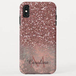 Roos Goud Roze Glitter, Grijs Marmer, Gepersonalis Case-Mate iPhone Case