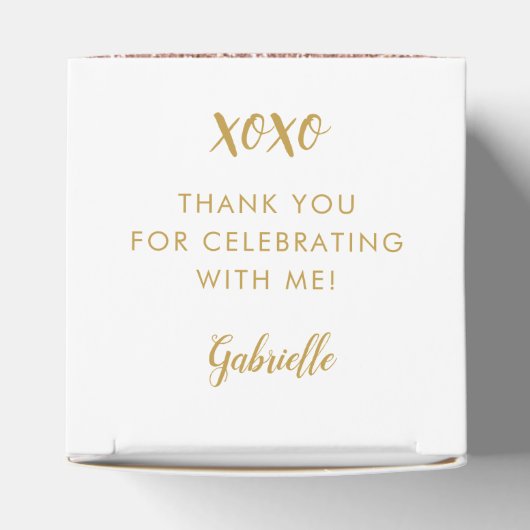 Roos Goud Roze Glitter Hart XOXO Bedankt Party Bedankdoosjes (Bovenkant)