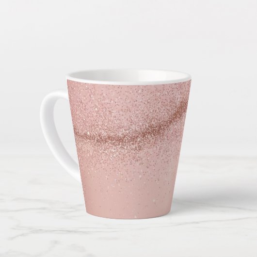 Roos Goud Roze Glitter Latte Mok (Linkerhoek)