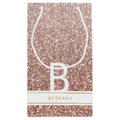 Roos Goud Roze Glitter Modern Monogram Favoriet Klein Cadeauzakje (Achterkant)