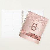 Roos goud roze glitter monogram motivatie planner (Display)
