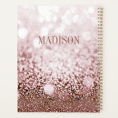 Roos Goud Roze Glitter Monogram Naam Initiaal Planner (Achterkant)
