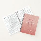 Roos Goud Roze Glitter Monogram Recept Kookboek Notitieboek (Binnen)