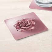 Roos Goud Roze Glitter Onderzetter (Schuin)