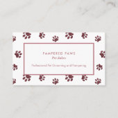 Roos Goud Roze Glitter Paw Prints Pet Salon Visitekaartje (Voorkant)