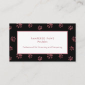 Roos Goud Roze Glitter Paw Prints Zwart Huisdier S Visitekaartje (Voorkant)