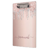 Roos goud roze glitter zilver script naam klembord (Links)