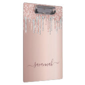 Roos goud roze glitter zilver script naam klembord (Rechts)