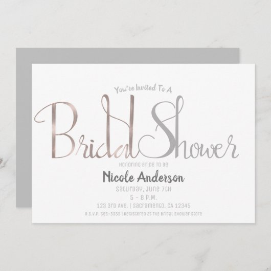 Roos Goud Roze & Grijs Script Modern Vrijgezellenf Kaart (Voorkant / Achterkant)